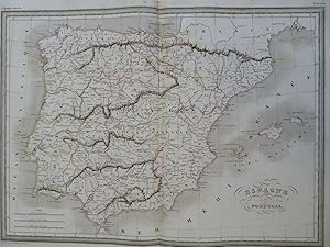 Spain & Portugal Iberia Madrid Lisbon Barcelona Pamplona Cadiz 1849 Thierry map