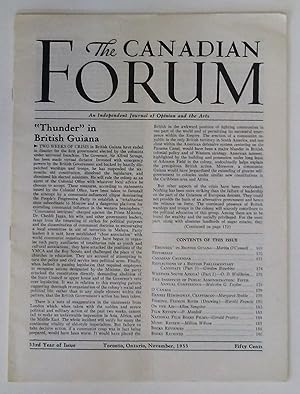 Image du vendeur pour The Canadian Forum: An Independent Journal of Opinion and the Arts, November 1953 mis en vente par Summerhill Books