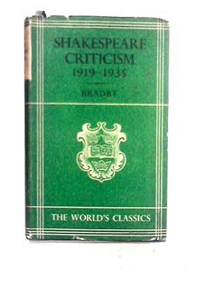 Imagen del vendedor de Shakespeare Criticism 1919-35 a la venta por World of Rare Books