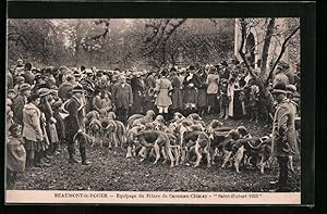 Carte postale Beaumont-le-Roger, Equipage du Prince de Caraman-Chimay - Saint Hubert 1923