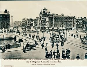 Foto Dublin Irland, Sackville Street, O'Connell Street, Schauplatz der Aufstände, Straßenbahn