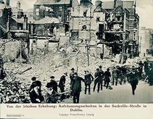 Foto Dublin Irland, Sackville Street, O'Connell Street, Aufräumungsarbeiten nach der Erhebung