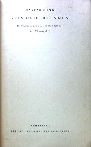 Seller image for Sein und Erkennen: Untersuchungen zur inneren Einheit der Philosophie for sale by books4less (Versandantiquariat Petra Gros GmbH & Co. KG)