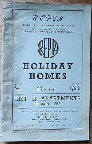 Seller image for Holiday Homes list of Apartments 1958 (44th year) for sale by Shore Books