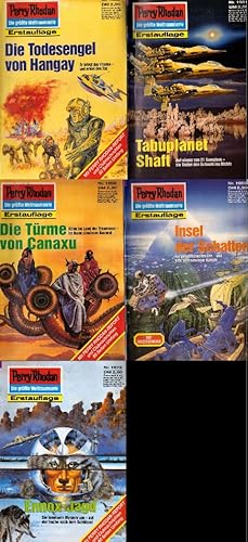 Bild des Verkufers fr Perry Rhodan-Heftserie ; 5 Heftromane (Nr. 1660, 1661, 1663, 1668, 1672) / 24. Zyklus: Die Groe Leere - Nr. 1660: Die Todesengel von Hangay, Nr. 1661: Tabuplanet Shaft, Nr. 1663: Insel der Schatten, Nr. 1668: Die Trme von Canaxu, Nr. 1672: Ennox-Jagd. zum Verkauf von Schrmann und Kiewning GbR