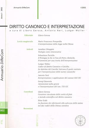 Seller image for Diritto canonico e interpretazione Annuario DiReCom, anno I, dicembre 2002 for sale by Biblioteca di Babele