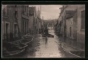 Ansichtskarte Saint-Mammès, Crue de la Seine 1910, Grande Rue, Hochwasser