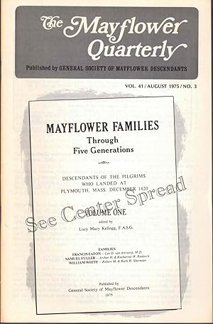Seller image for The Mayflower Quarterly Vol. 41 No. 3, August 1975 for sale by Kenneth Mallory Bookseller ABAA