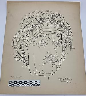 STUNNINGLY LARGE EINSTEIN PORTRAIT ~~ BOLDLY SIGNED BY EINSTEIN AND THE ARTIST, JOSEF SCHARL