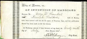 City of Boston Intention of Marriage 1841