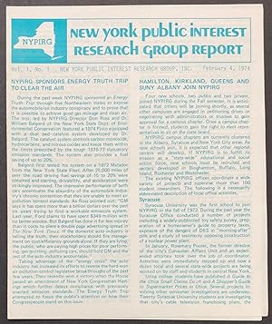 New York Public Interest Group Report. Vol. 1 no. 1 (February 4, 1974)