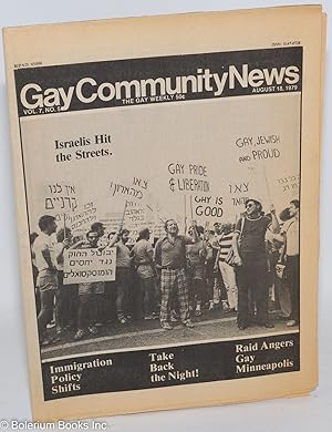 Image du vendeur pour GCN: Gay Community News; the gay weekly; vol. 7, #5, August 18, 1979: Israelis Hit the Streets mis en vente par Bolerium Books Inc.