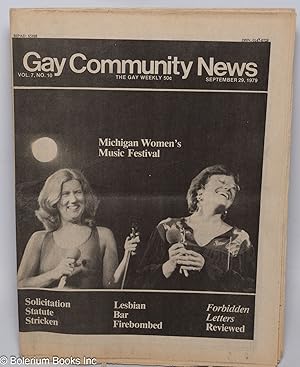 Imagen del vendedor de GCN: Gay Community News; the gay weekly; vol. 7, #10, Sept. 29, 1979: Michigan Women's Music Festival a la venta por Bolerium Books Inc.