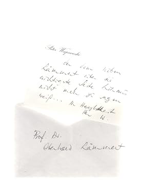 Widmungskarte von Peter Wapnewski; undatiert; ca. 7,5 x 11 cm. In Briefumschlag (ca. 8 x 12 cm).