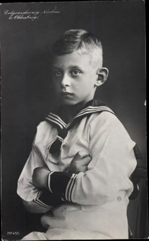 Foto Ansichtskarte / Postkarte Erbgroßherzog Nicolaus von Oldenburg, Kinderportrait, Matrosenanzug
