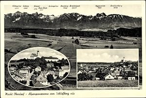 Bild des Verkufers fr Ansichtskarte / Postkarte Marktoberdorf im Ostallgu, Alpenpanorama vom Schloberg aus zum Verkauf von akpool GmbH
