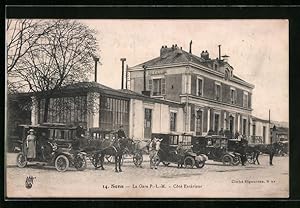 Ansichtskarte Sens, La Gare P.-L.-M., Côté Extérieur, Bahnhof