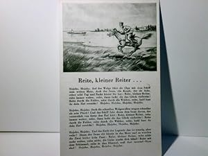 Bild des Verkufers fr Sodatenlieder / Texte. Alte Ansichtskarte s/w, ungel. um 1940. 1 x Reite, kleiner Reiter.Auf der Wolga fhrt die Olga. doch der Iwan, ein Kosak. Worte u. Musik : Ralph Maria Siegel. Militaria, 2. WK, Soldatenleben. zum Verkauf von ABC Versand e.K.