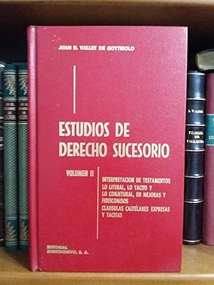 Imagen del vendedor de ESTUDIOS DE DERECHO SUCESORIO. Volumen II: Interpretacion de Testamentos. Lo literal, lo tacito y lo conjetural, en mejoras y Fideicomisos. Clausulas Cautelares Expresas y Tacitas a la venta por Libreria Jimenez (Libreria A&M Jimenez)