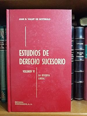 Imagen del vendedor de ESTUDIOS DE DERECHO SUCESORIO. Volumen VI: LA RESERVA LINEAL a la venta por Libreria Jimenez (Libreria A&M Jimenez)