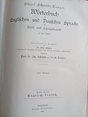 Seller image for Wrterbuch der Englischen und Deutschen Sprache fr Hand- und Schulgebrauch. In zwei Bnden: Englisch - Deutsch / Deutsch - Englisch. for sale by Antiquariat Seitenwechsel
