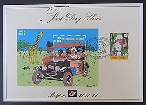 Tintin in the Congo - First Day Sheet commemorating stamp issue from 2001