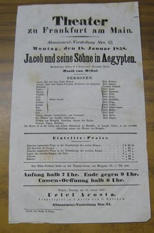 Besetzungsliste zu: Jacob und seine Söhne in Aegypten. Montag, den 18. Januar 1858, Abonnement-Vo...