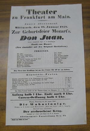 Besetzungsliste zu: Don Juan. Mittwoch, den 27. Januar 1858, ausser Abonnement, zur Geburtstagsfe...