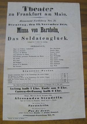Besetzungsliste zu: Minna von Barnhelm, oder Das Soldatenglück. Dienstag, den 23. November 1858, ...