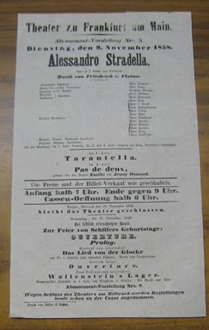 Besetzungsliste zu: Alessandro Stradella. Donnerstag, den 12. August 1858, Abonnement-Vorstellung...