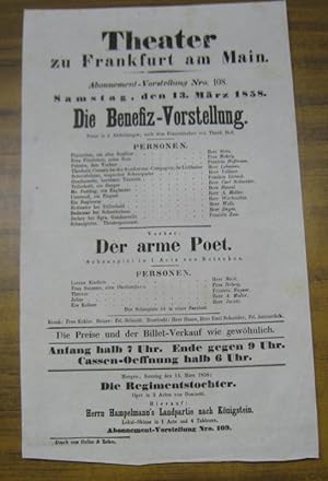 Besetzungsliste zu: Die Benefiz-Vorstellung. Samstag, den 13. März 1858, Abonnement-Vorstellung N...