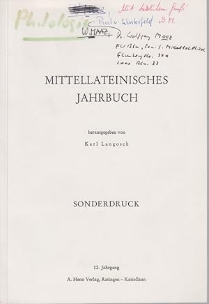 Paul von Winterfeld. Ein Beitrag zur Wissenschaftsgeschichte. [Aus: Mittellateinisches Jahrbuch, ...