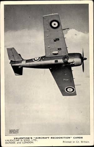 Seller image for Ansichtskarte / Postkarte Britisches Militrflugzeug, Grumman Martlet II, Royal Air Force, Aircraft Recognition Card for sale by akpool GmbH