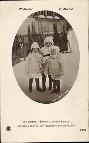 Ansichtskarte / Postkarte Oberhof, Prinz Dietmar, Erbprinz Johann Leopold und Prinzessin Sibylla ...