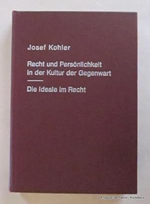 Recht und Persönlichkeit in der Kultur der Gegenwart. (Stuttgart 1914). - Die Ideale im Recht. (B...