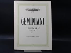 Bild des Verkufers fr F. S. Geminiani: Sechs Sonaten fr Violoncello und Basso continuo Opus V. Auentitel: 6 Sonaten 6 Sonatas Opus 5. Nach dem Erstdruck von 1747 fr Violoncello und Cembalo (Klavier) mit Violoncello II ad libitum. Violoncellostimme bezeichnet von Walter Schulz. zum Verkauf von Antiquariat Kelifer