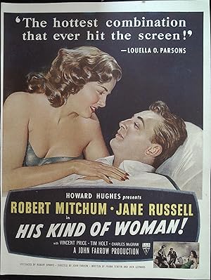 Immagine del venditore per His Kind of Woman Trade Print Ad 1951 Robert Mitchum, Jane Russell, Vincent Price venduto da AcornBooksNH