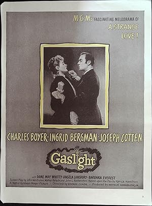 Imagen del vendedor de Gaslight Trade Print Ad 1944 Charles Boyer, Ingrid Bergman, Joseph Cotten a la venta por AcornBooksNH