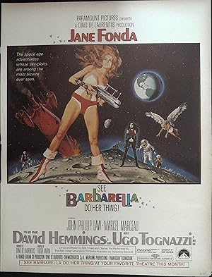 Image du vendeur pour Barbarella Trade Print Ad 1968 Jane Fonda, John Phillip Law, Marcel Marceau mis en vente par AcornBooksNH