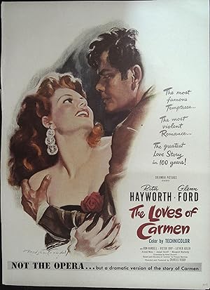 Bild des Verkufers fr The Loves of Carmen Trade Print Ad 1948 Rita Hayworth, Glenn Ford zum Verkauf von AcornBooksNH