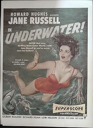 Imagen del vendedor de Underwater! Trade Print Ad 1955 Jane Russell, Gilbert Roland a la venta por AcornBooksNH