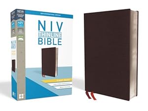 Image du vendeur pour NIV, Thinline Bible, Giant Print, Bonded Leather, Burgundy, Red Letter Edition (Leather / Fine Binding) mis en vente par BargainBookStores