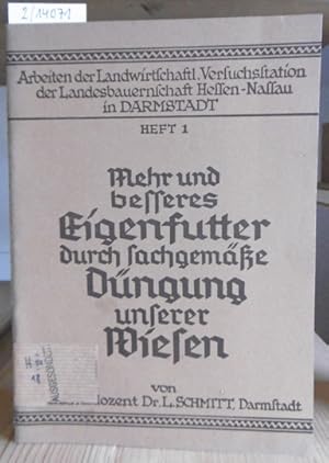 Imagen del vendedor de Mehr und besseres Eigenfutter durch sachgem��e D�ngung unserer Wiesen. a la venta por Versandantiquariat Tr�ffelschwein