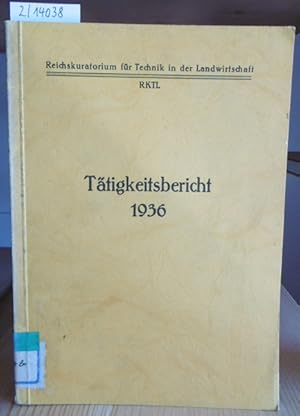 Bild des Verkufers fr Ttigkeitsbericht 1936. zum Verkauf von Versandantiquariat Trffelschwein