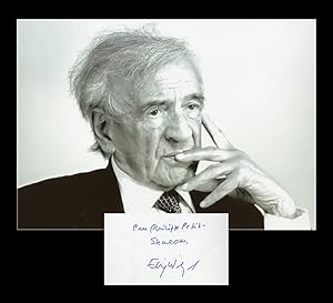 Seller image for Elie Wiesel (1928-2016) - Carte ddicace - 90s + Photo for sale by PhP Autographs