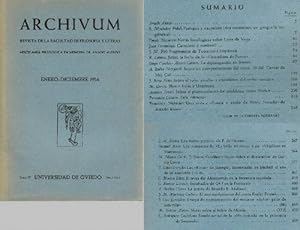 Imagen del vendedor de Archivum. Revista de la Facultad de Filosofa y Letras. Tomo IV, Fasc. 1, 2 y 3, Enero-Diciembre 1954. Miscelnea filolgica en memoria de Amado Alonso. a la venta por La Librera, Iberoamerikan. Buchhandlung