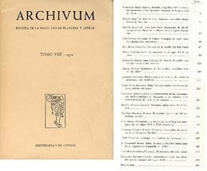 Seller image for Archivum. Revista de la Facultad de Filosofa y Letras. Tomo XXII, Enero-Diciembre, 1972. for sale by La Librera, Iberoamerikan. Buchhandlung