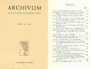 Seller image for Archivum. Revista de la Facultad de Filosofa y Letras. Tomo XV, Enero-Diciembre, 1965. for sale by La Librera, Iberoamerikan. Buchhandlung