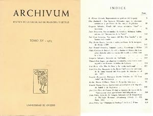 Imagen del vendedor de Archivum. Revista de la Facultad de Filosofa y Letras. Tomo XV, Enero-Diciembre, 1965. a la venta por La Librera, Iberoamerikan. Buchhandlung