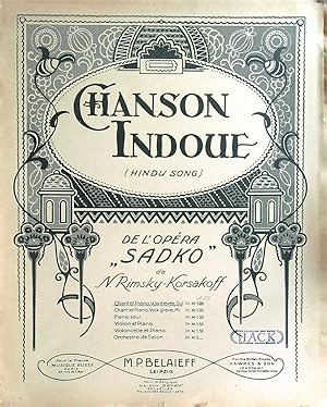 Seller image for Chanson Indoue (Hindu song) de l`opra "Sadko". Chant et piano, voix grave. Hindu-Lied for sale by Berchmans